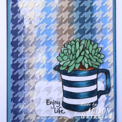 Succulent Pitcher and Houndstooth