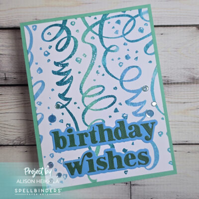 Birthday Wishes and Streamers in Shades of Teal